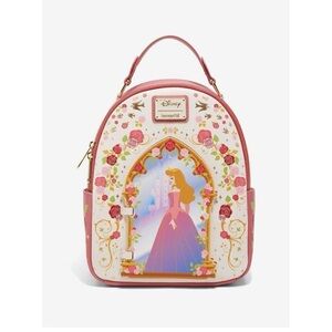 Loungefly Pink and White Backpack with Floral Accents